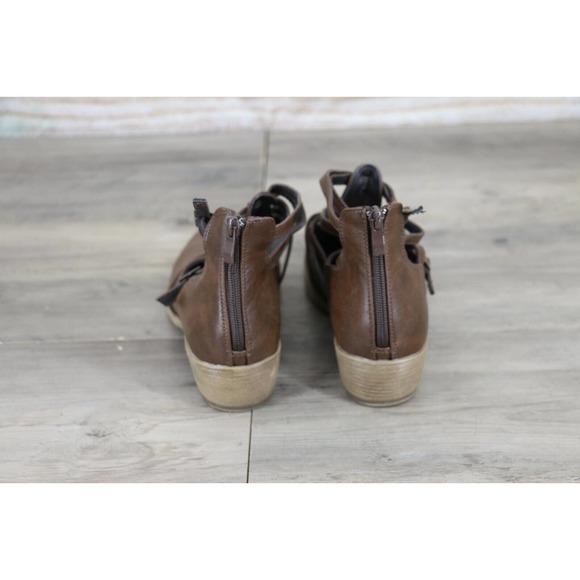 JC Womens Faux Leather Ankle Boots with Straps Size 8 Brown - Picture 4 of 6